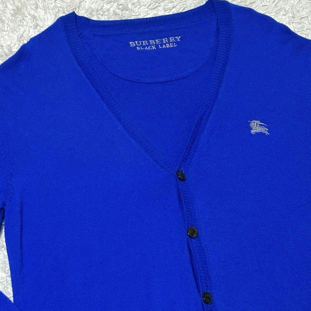 ★Rare Color L Size★ Burberry Black Label Cardigan Horse Logo Blue - detail