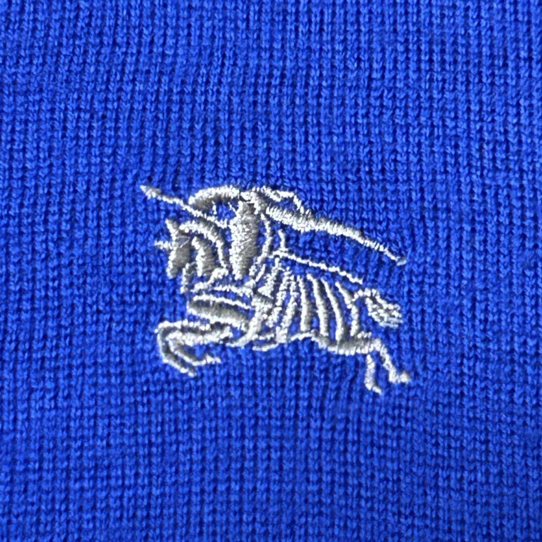 ★Rare Color L Size★ Burberry Black Label Cardigan Horse Logo Blue - detail