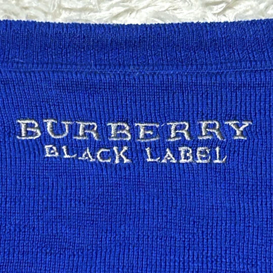 ★Rare Color L Size★ Burberry Black Label Cardigan Horse Logo Blue - detail