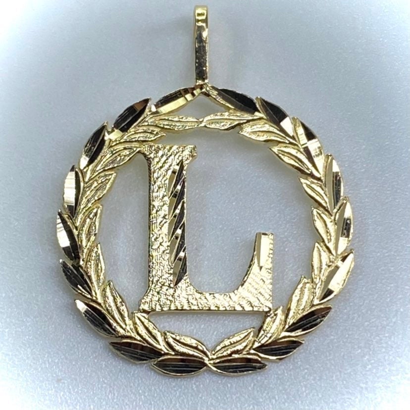 14K Solid Gold Initial Letter L Pendant