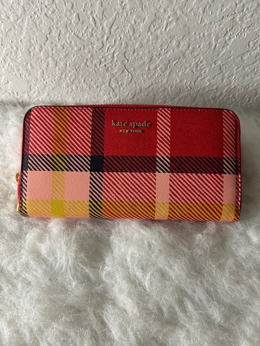 NWT Kate Spade Morgan Museum Plaid Zip-around Continental Wallet MSRP 198