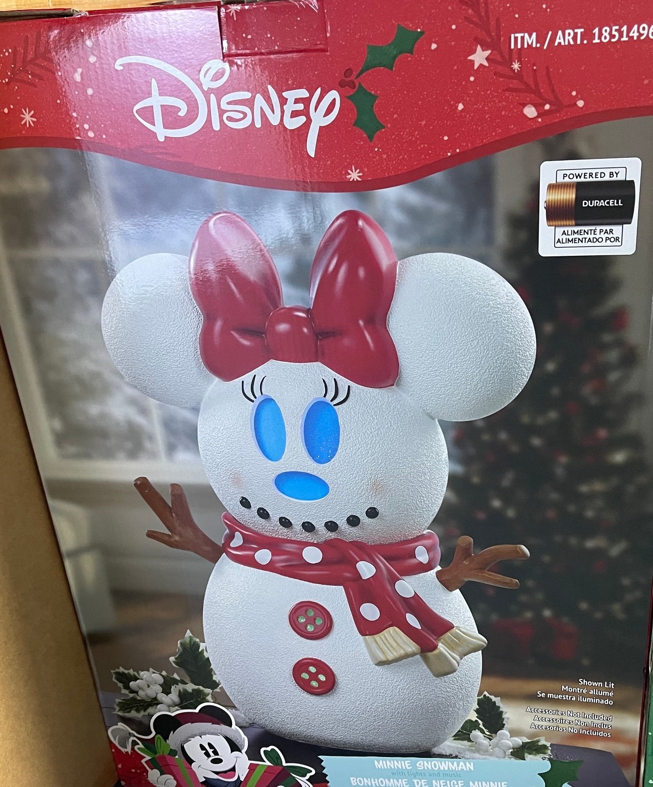 Disney Holiday Minnie Mouse Snowman with Lights and Music NIB