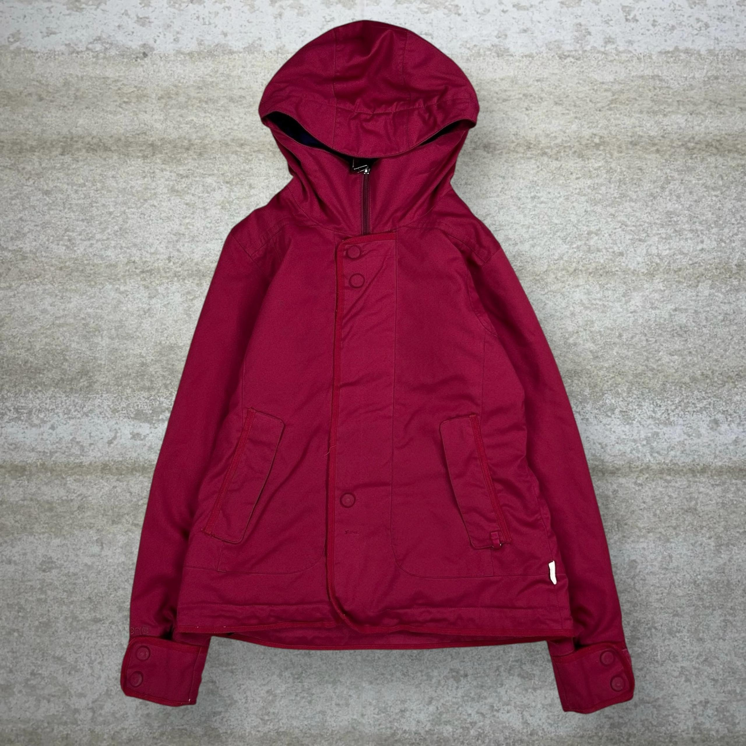Vintage Burton Puffer Ski Jacket Wine Red Nylon Full Zip Insulated Dry Ride 90s