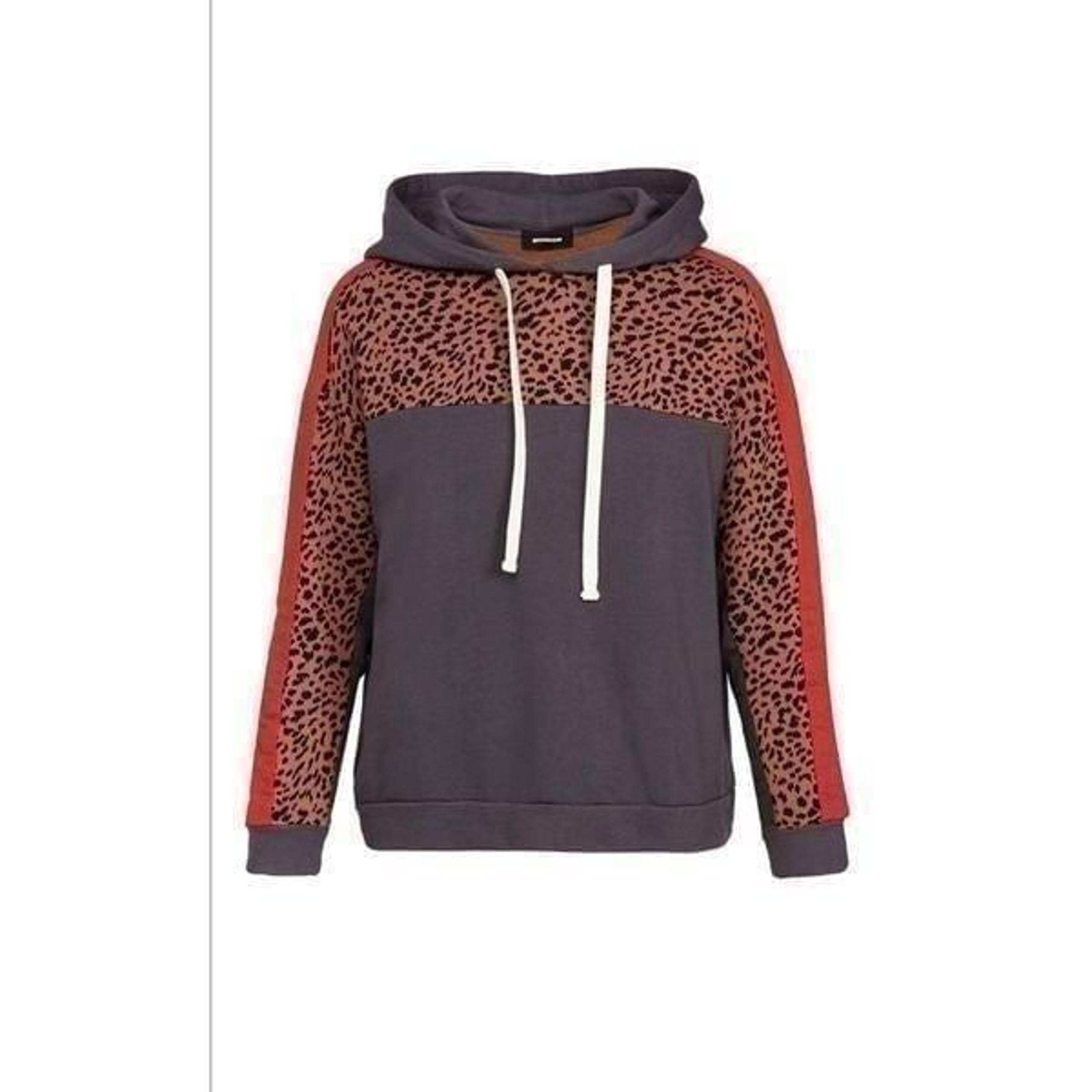 Monrow Super-soft Print Block Leopard Hoodie Pullover