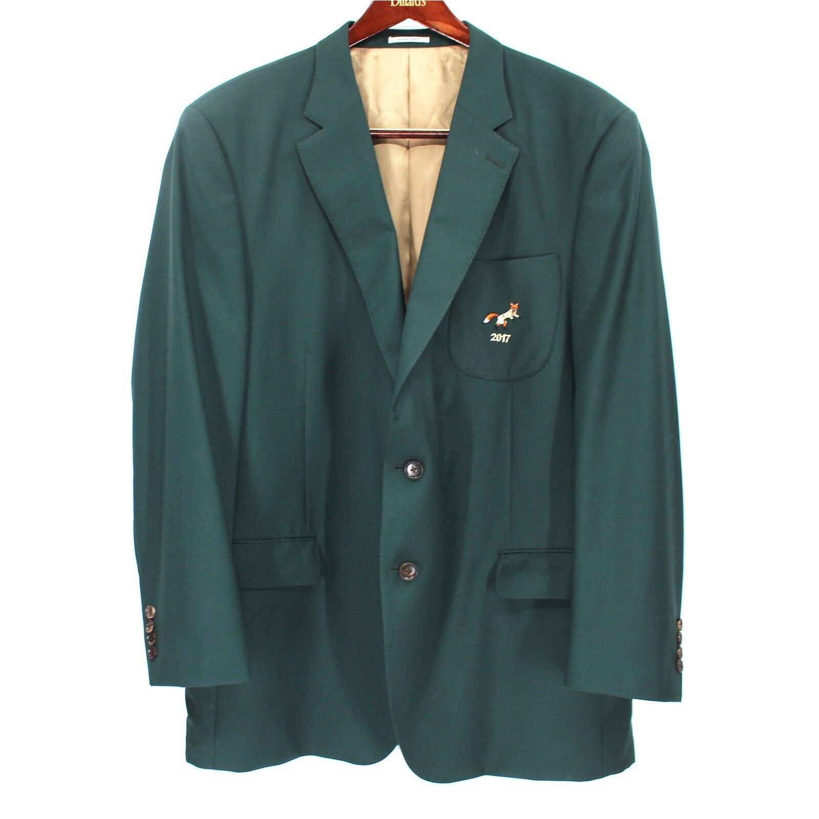 Peter Millar Dark Green Wool Sport Coat 50T Embroidered 2017 Fox Blazer masters