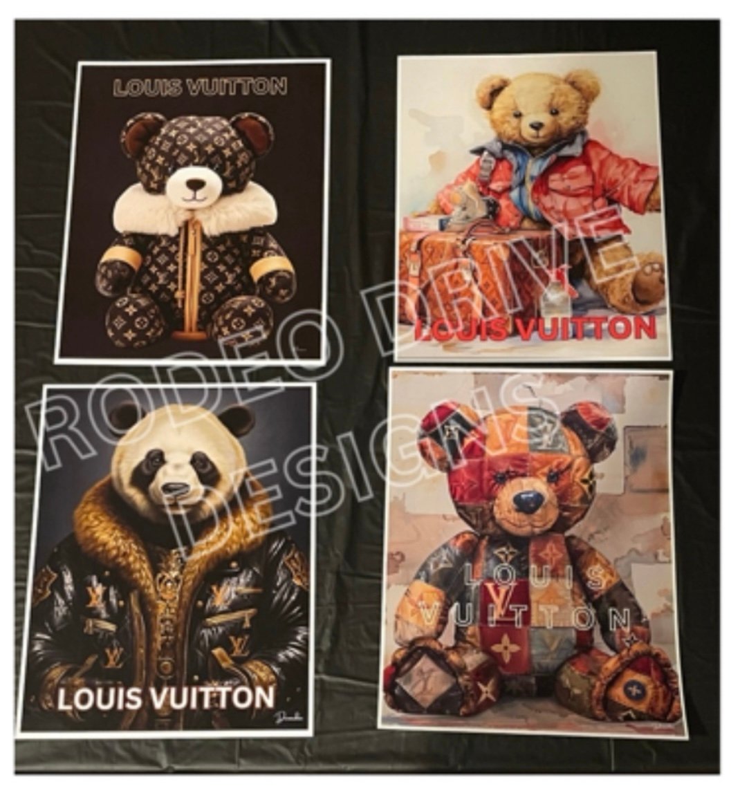 Set of Four Bear Art Prints, 11x14