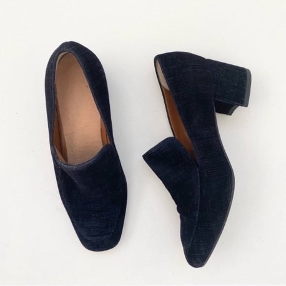 Aquatalia Blue Velvet Loafer Heels