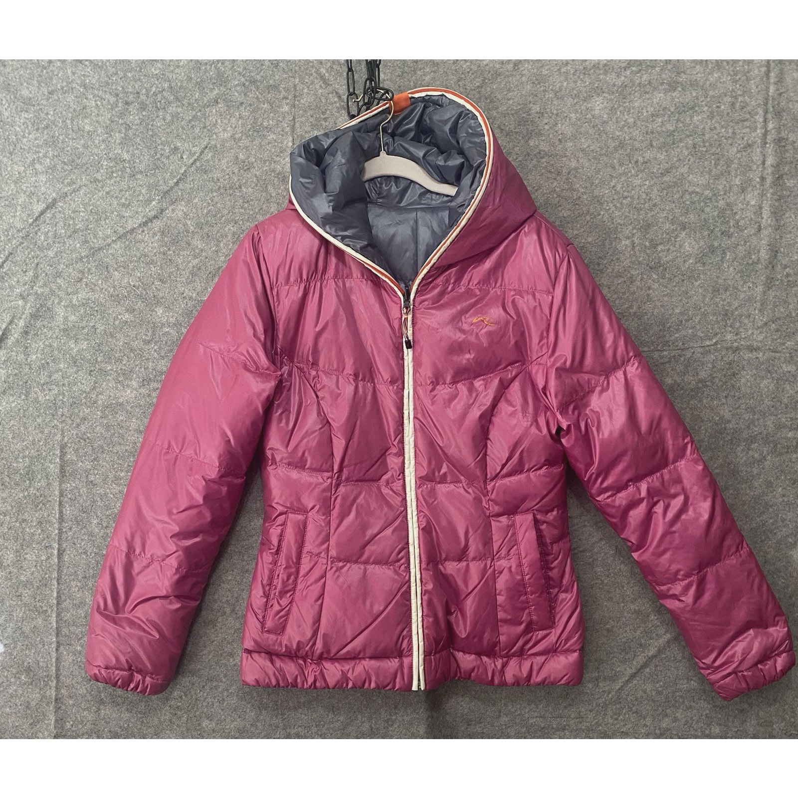 KJUS Backflip Reversible Down Jacket Womens Sz L Pink Gray Pockets
