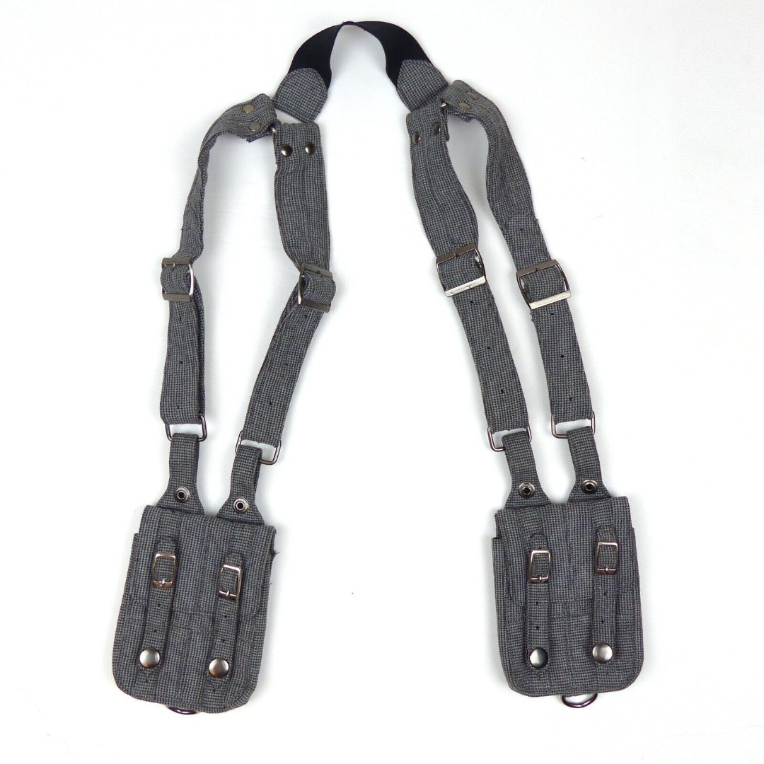 SKINGRAFT Shoulder Holster Suspender Bag Tote Pouch Herringbone Gray Goth Rock