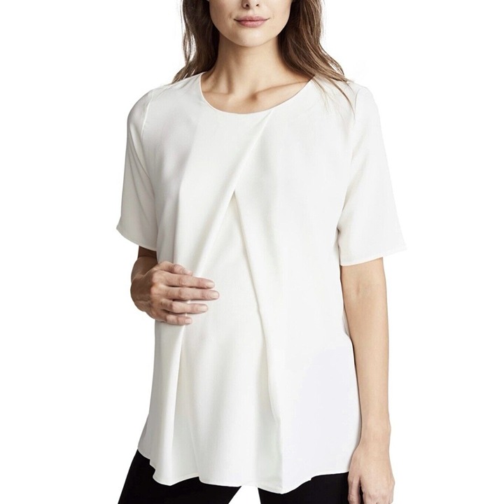 Hatch The Pullover Ivory Short Sleeve Blouse Maternity Women’s Size 0 / XS