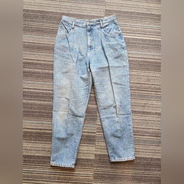 Vintage Pleated LEE Acid Wash High Waist Thick Denim Mom Jeans