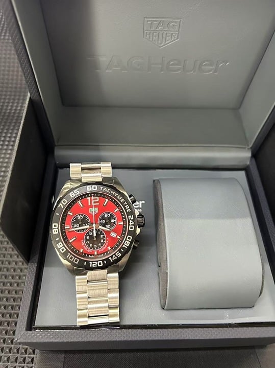 Men's TAG Heuer Formula 1-Red Dial Steel Strap Quartz Watch