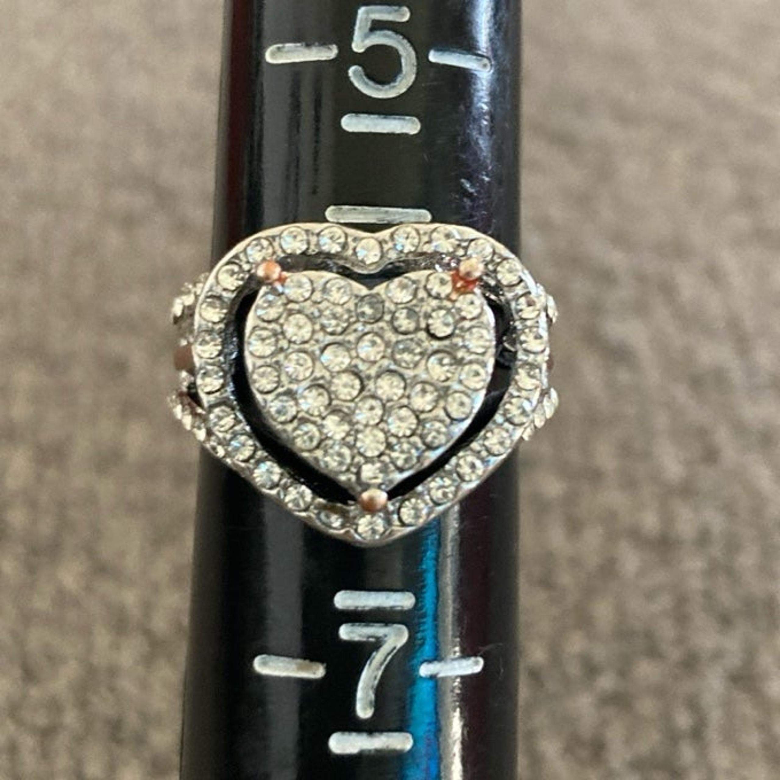 White & Rose Gold Heart Zircon Ring NEW
