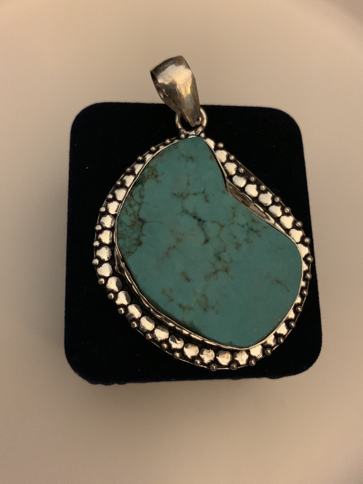 PENDANT - HUGE TURQUOISE Pendant Set in Stamped 925 Sterling Silver