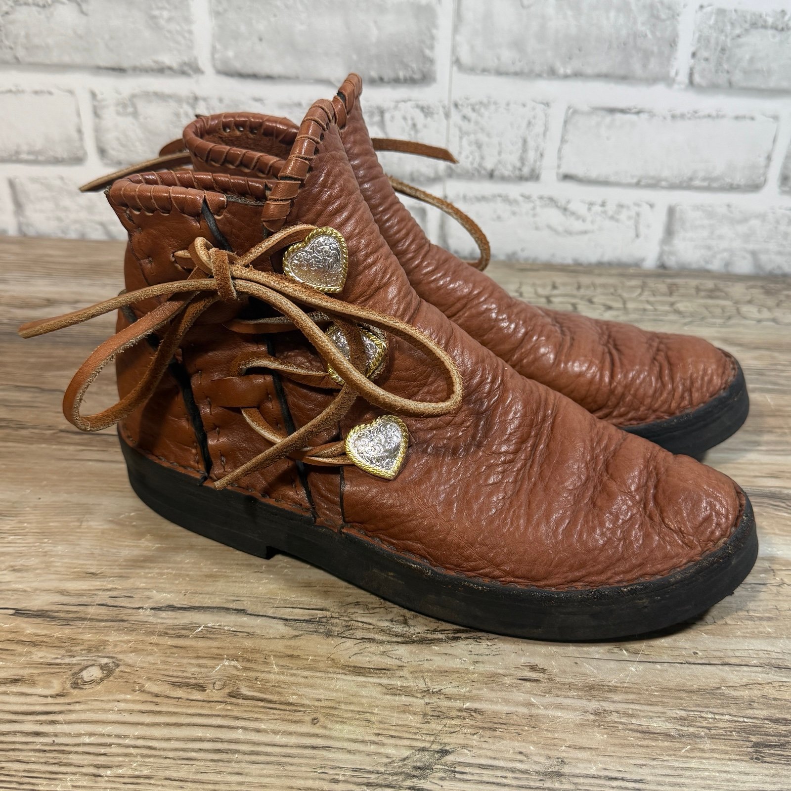Artisan Handmade Moccasin Boots Women’s 7.5–8 | Leather, Vibram Sole, Western