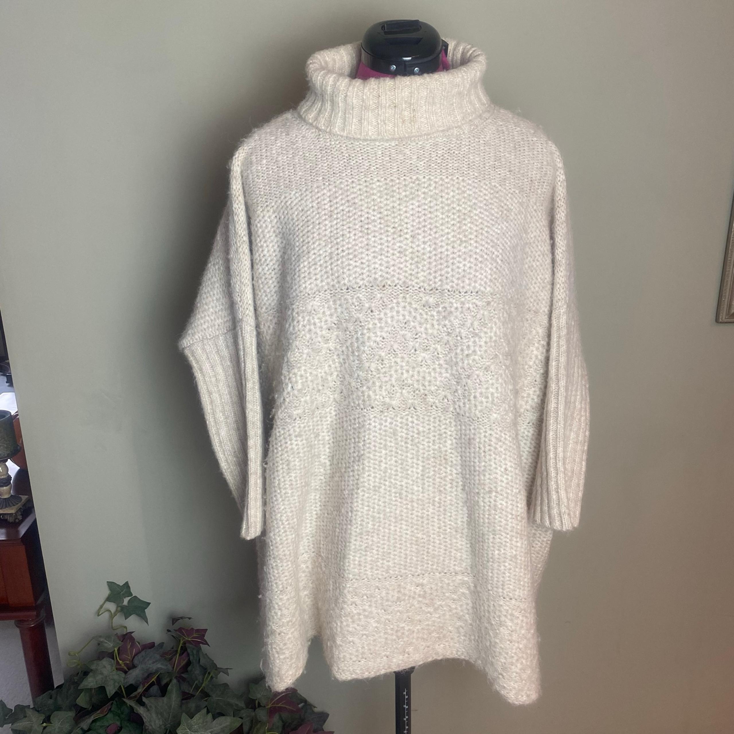 Amateurs by Anthro Oversized Cream Cow Neck Sweater