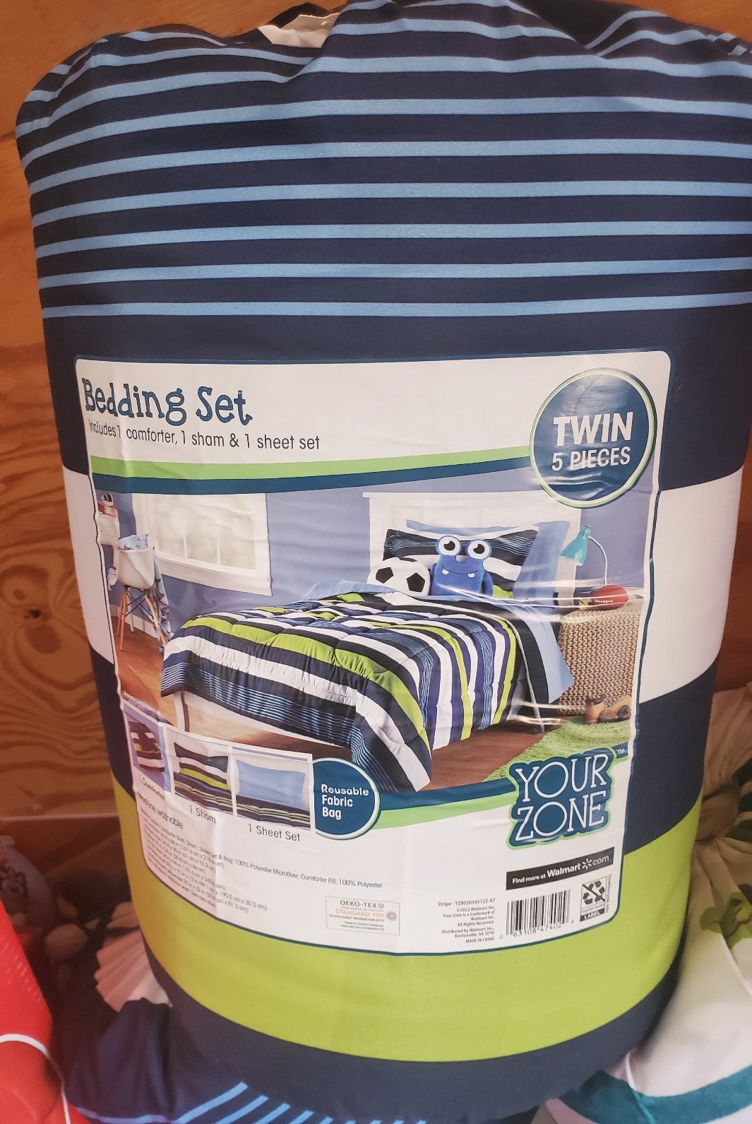 Your Zone Blue Stripe Full Bedding Set 7 Pcs