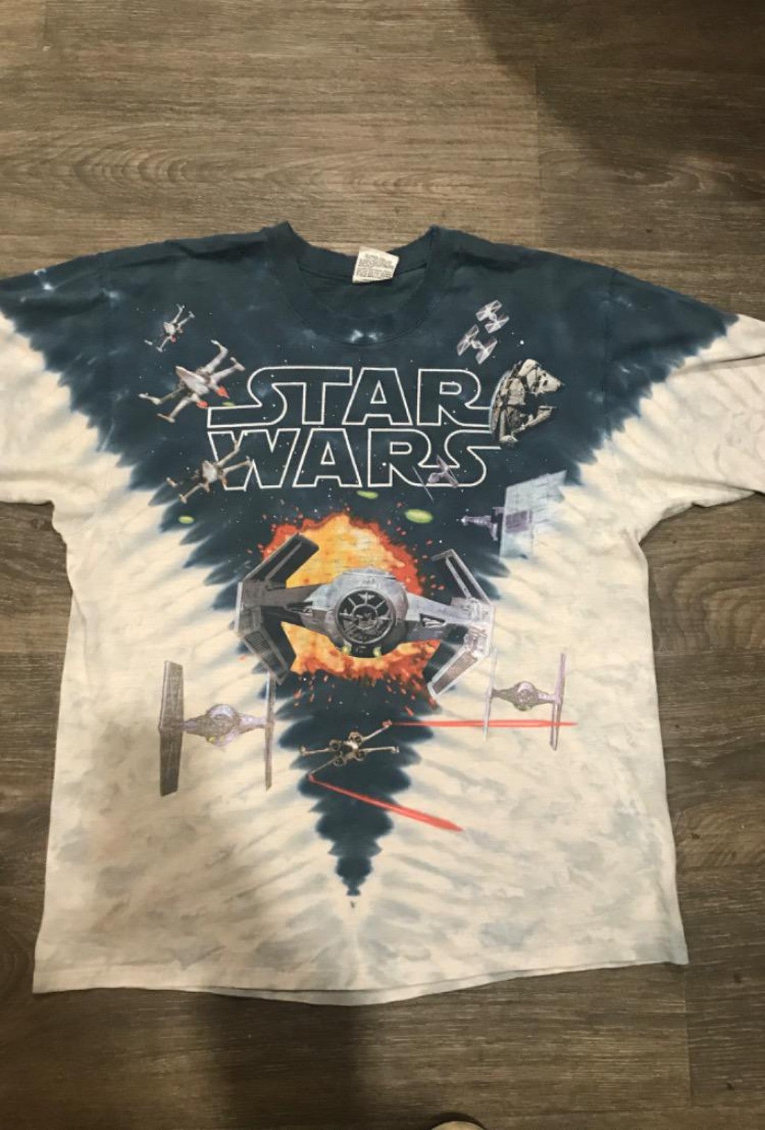 Vintage 90s Liquid Blue Star Wars Tye Dye Size Large
