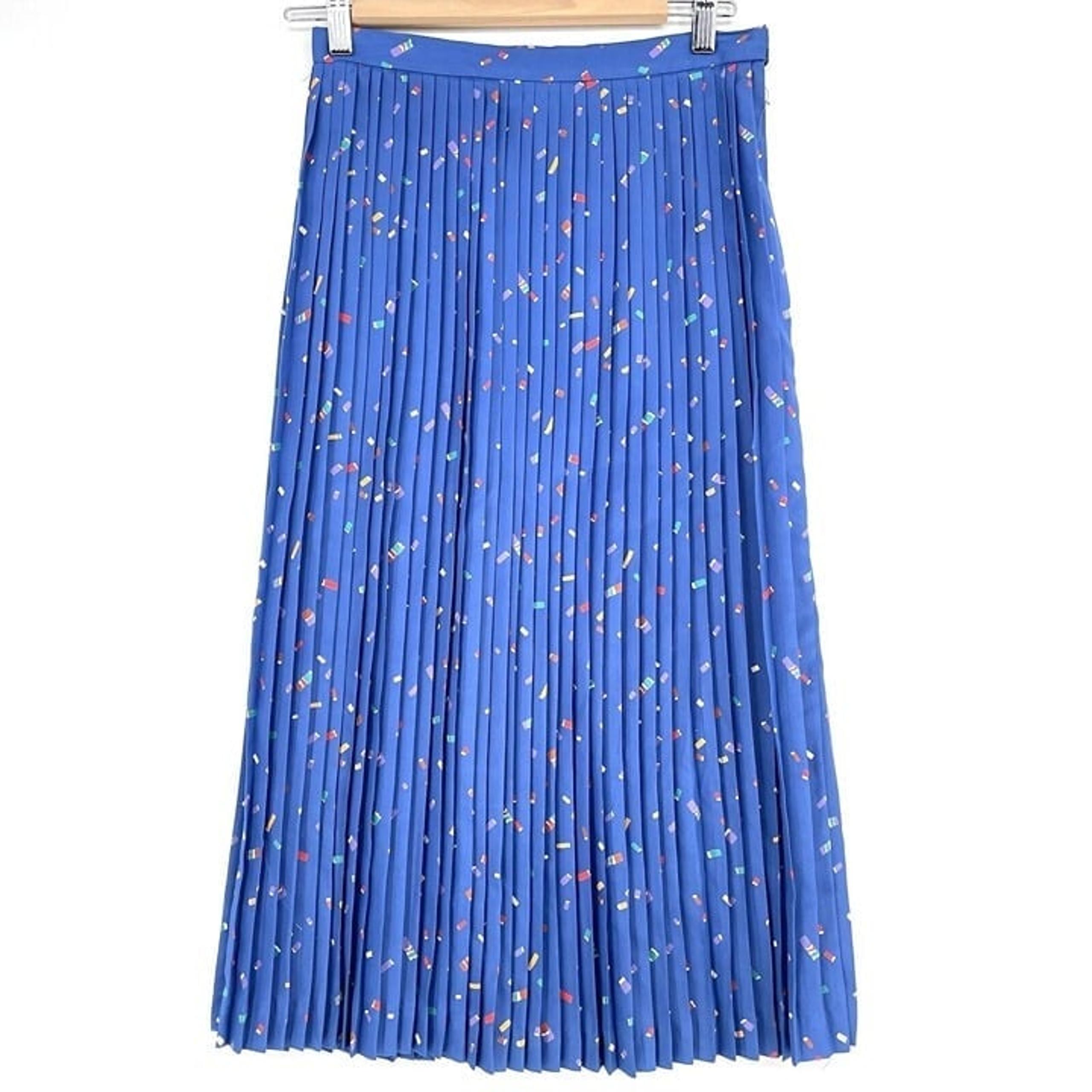 Evan Picone Pleated A-line Skirt Women's Size 10 Blue Teacher Preppy Vintage