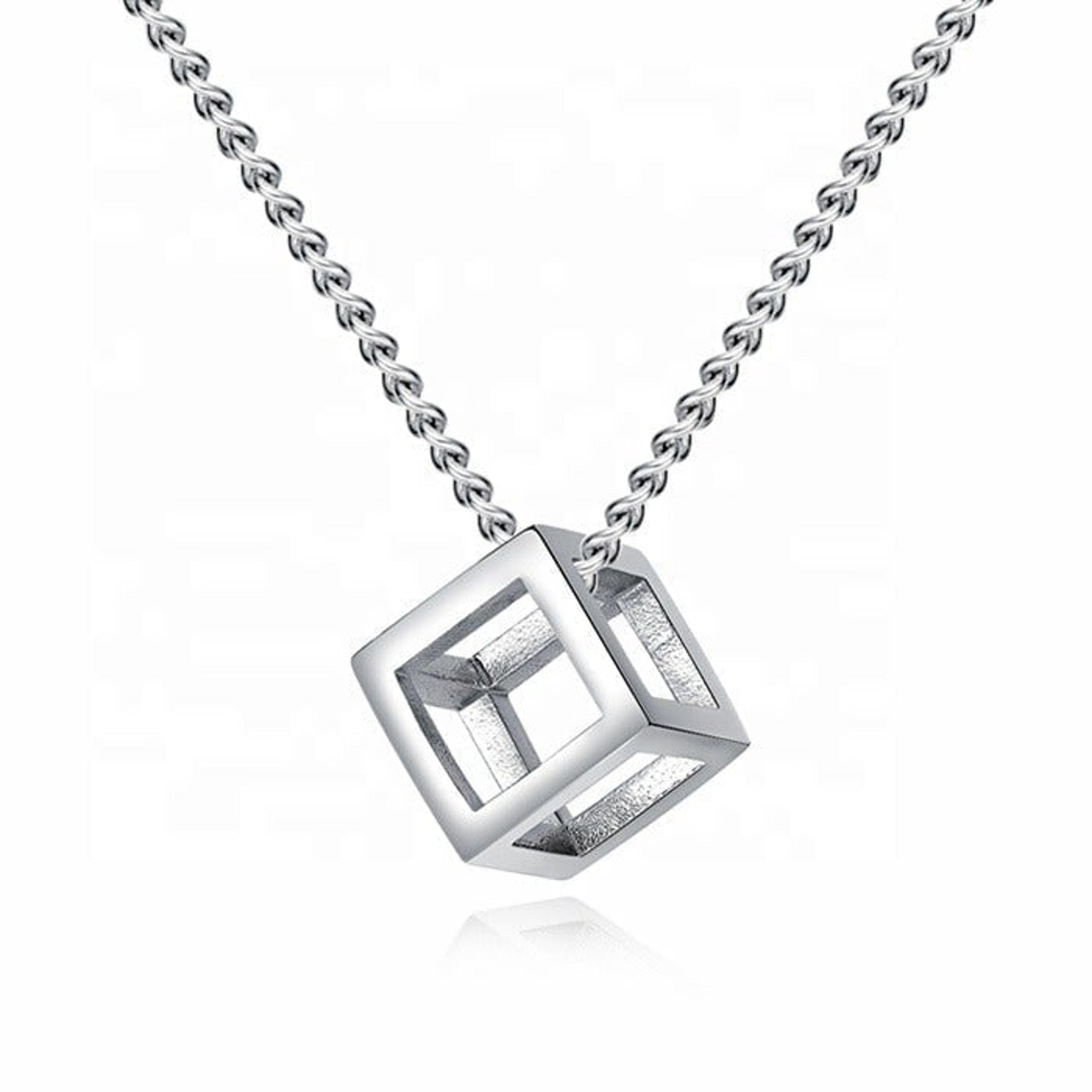 Fashion Style Simple Square Hollow Out Small Box Pendant Necklace, N90201P157