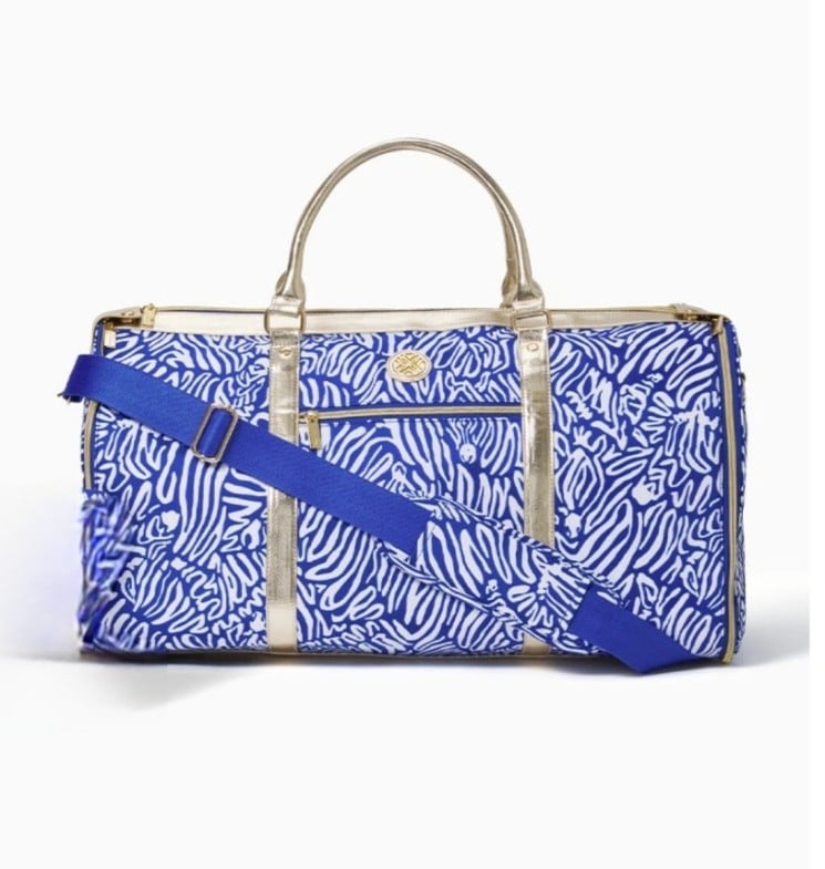 Lilly Pulitzer Weekender Garment Bag Combo Blue and White with Gold