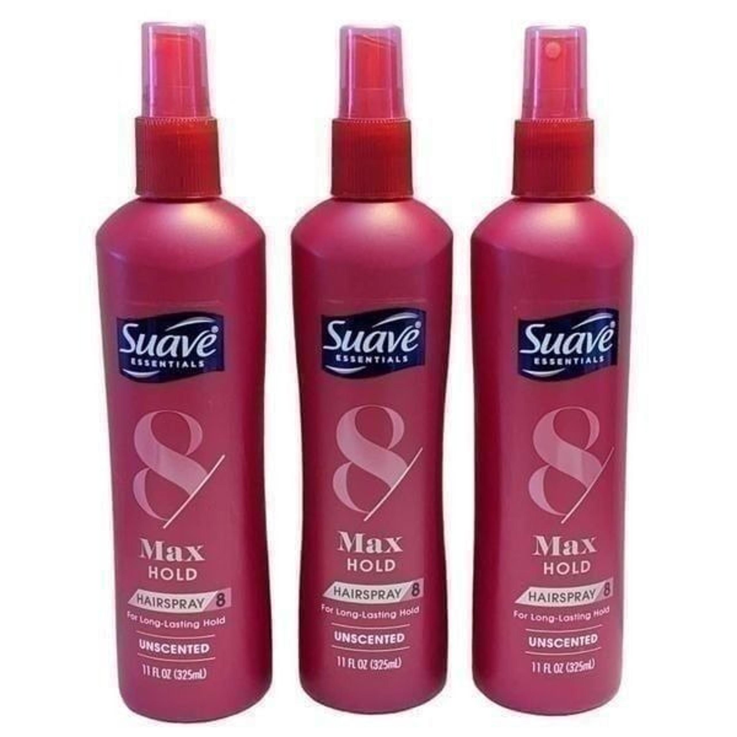 Suave Unscented Non Aerosol Hairspray 11 fl oz Lot of 3 Max Hold Level 8
