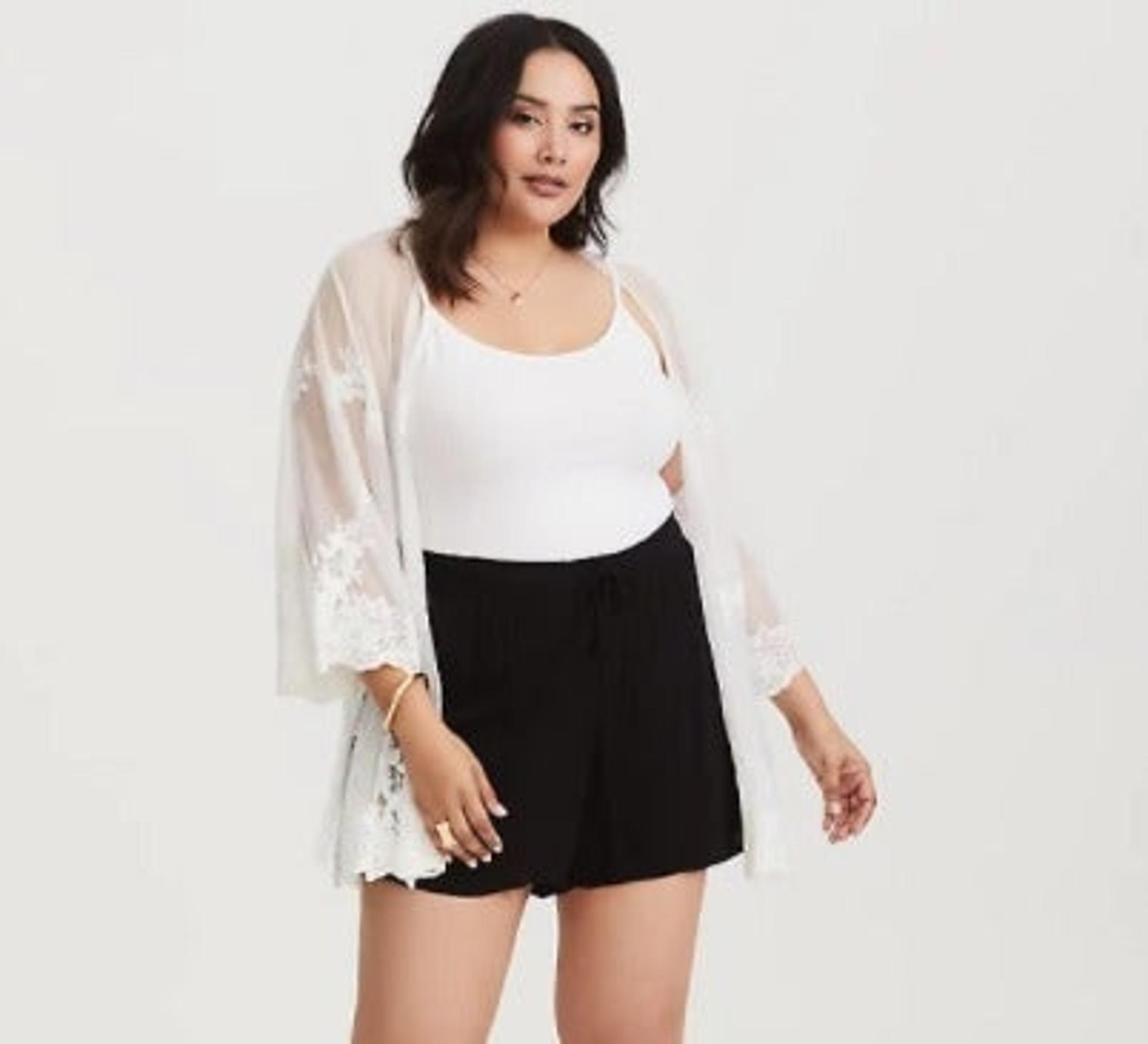 Torrid Black High Waisted Lace Up Shorts