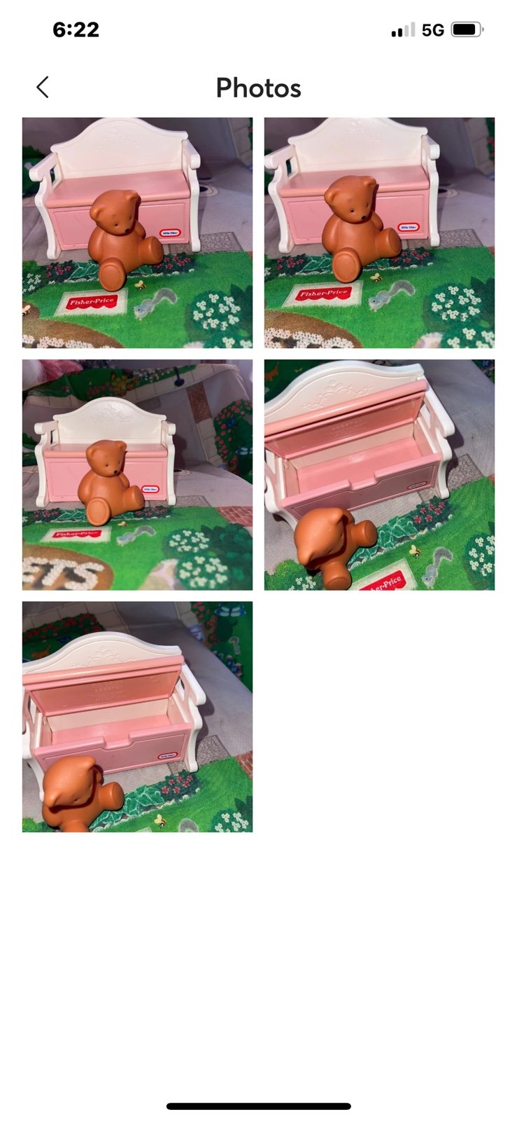 Pink chest and bear toybox set little tikes rare with bear dollhouse