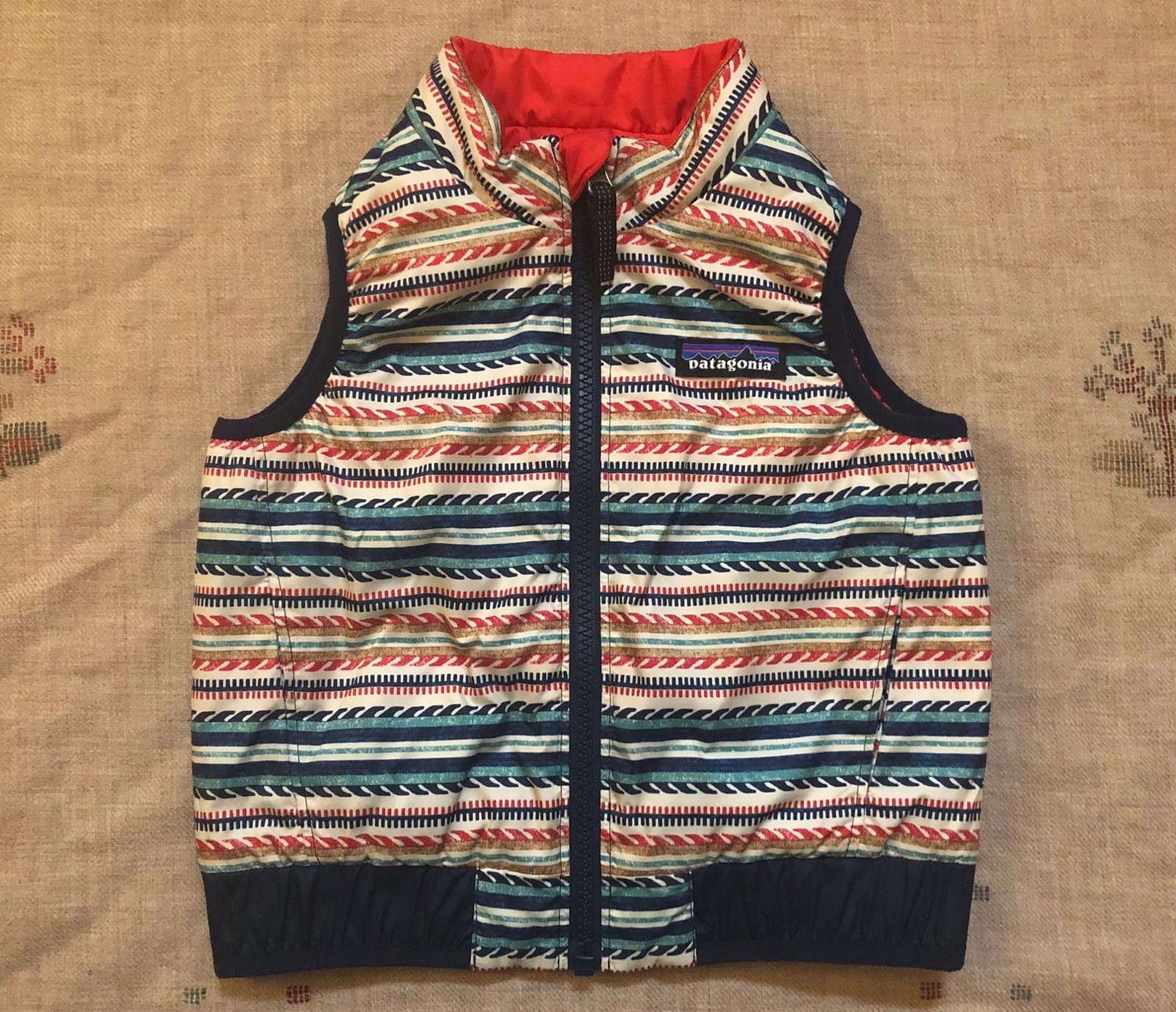 Patagonia Striped Orange Red Reversible Vest