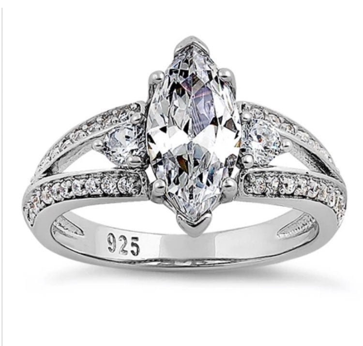 Marquies cut 925 silver size 6-9