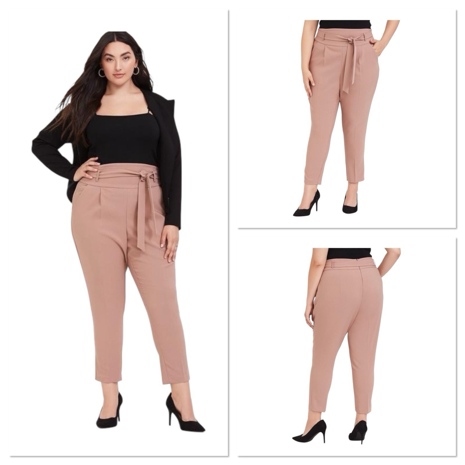 Torrid High Waisted Tie-Front Skinny Pants Taupe Crop Womens Plus Size 24 New