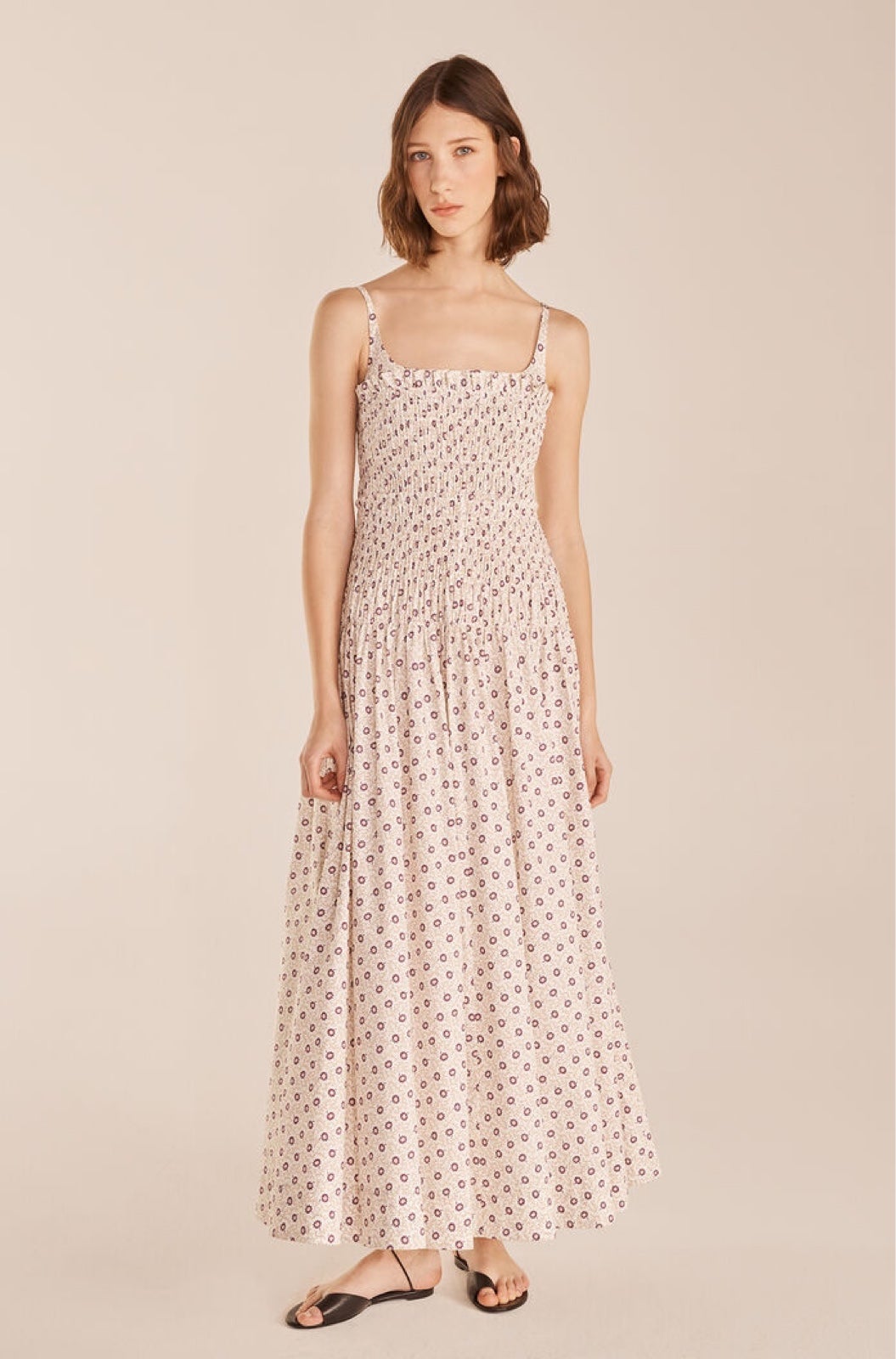 REBECCA TAYLOR Floral Smocked Bodice Cotton Maxi Sundress