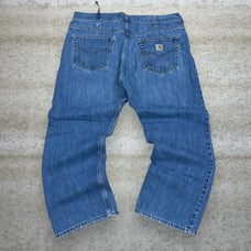 Carhartt Jeans Baggy Wide Leg Fit Medium Wash Denim White Logo