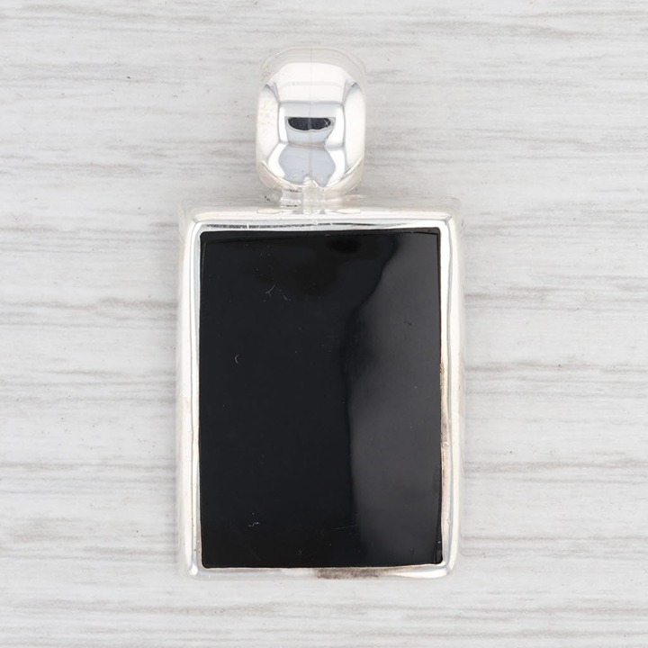 New Black Resin Drop Pendant 925 Sterling Silver Statement