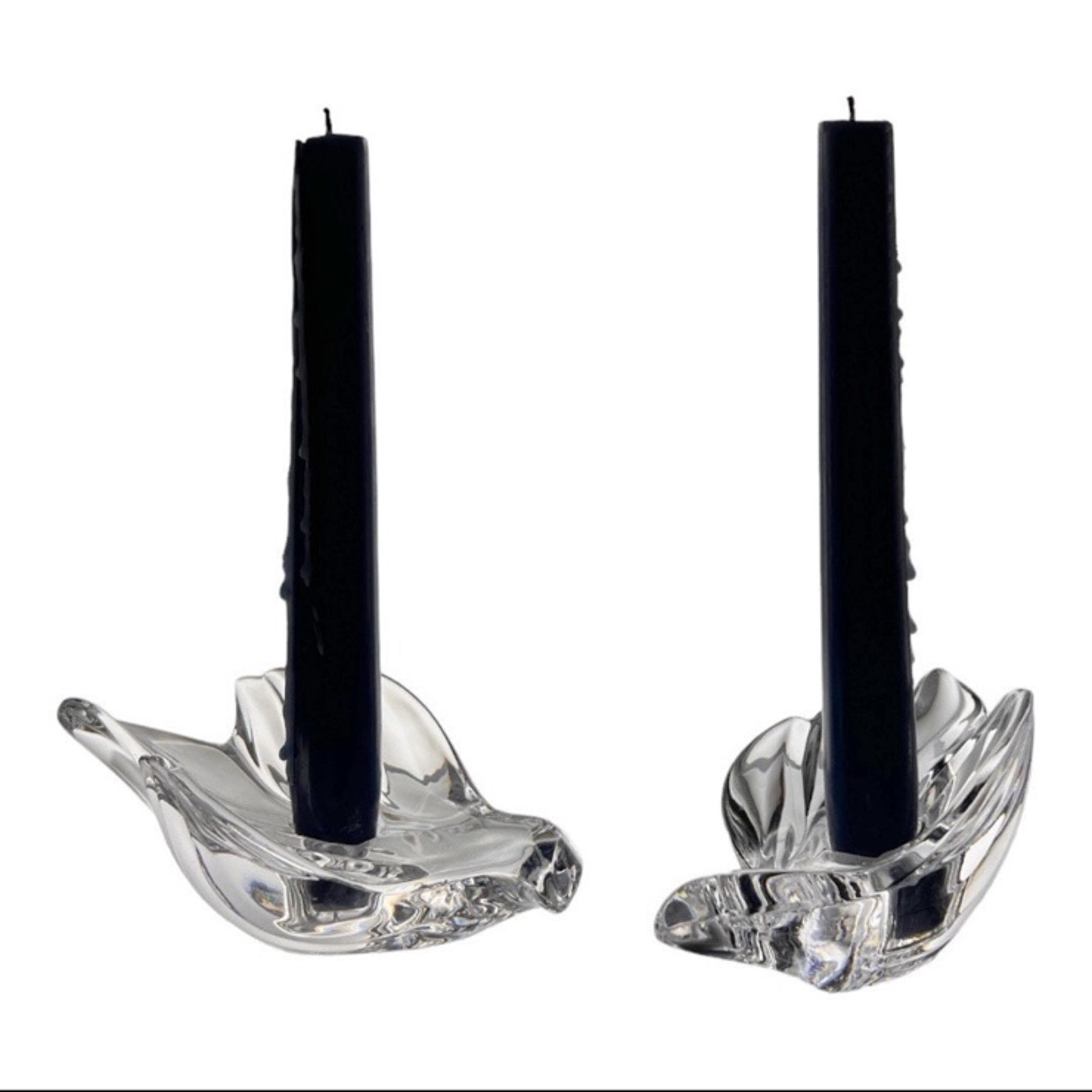 GORHAM CRYSTAL Pair of Swallow Single-Light Candlestick Holder Pairs