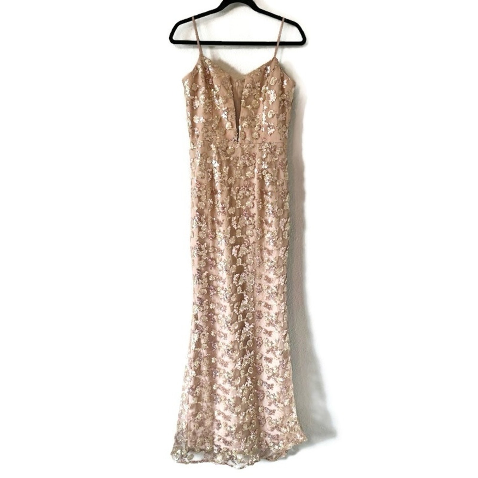 NEW Dress the Population Gold Marie Sequin Gown Size Medium