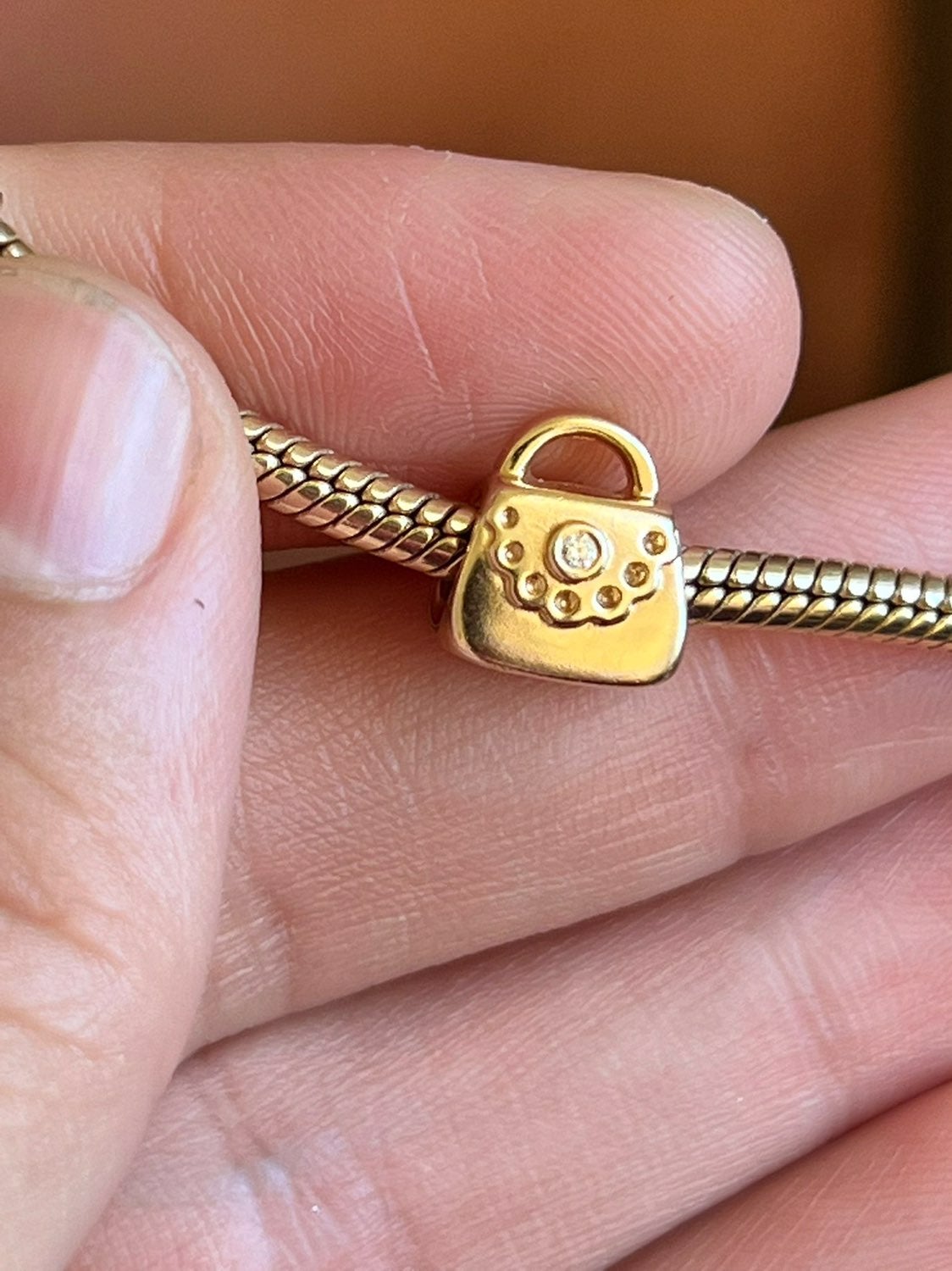 14k Pandora handbag Diamond charm