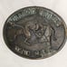 Vintage Bulldog Knives Hand Made Belt Buckle Bronze two fighting dogs