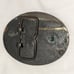 Vintage Bulldog Knives Hand Made Belt Buckle Bronze two fighting dogs