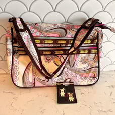 Tokidoki x Lesportsac Handbag Pink Paisley Pattern With Rainbow Zippers *NWT*