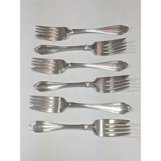 1911 R Wallace Marquette/LaSalle Silverplate Engraved L Set 6 Antique