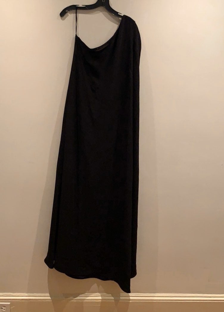 Valentino black one shoulder caplet gown
