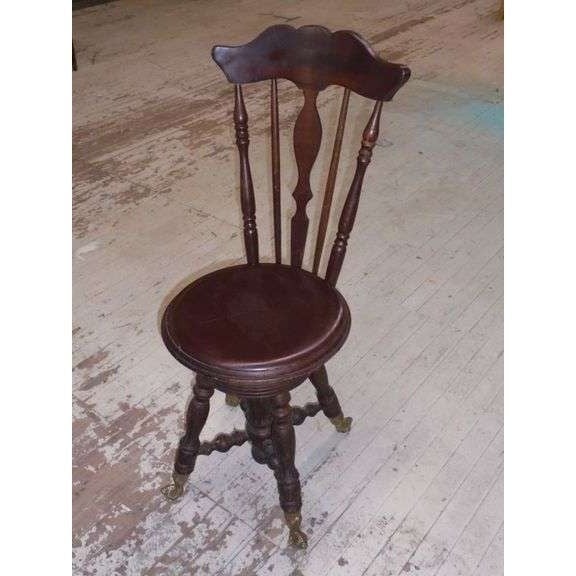 Antique Victorian Highback Claw/Ball Swivel Piano Stool