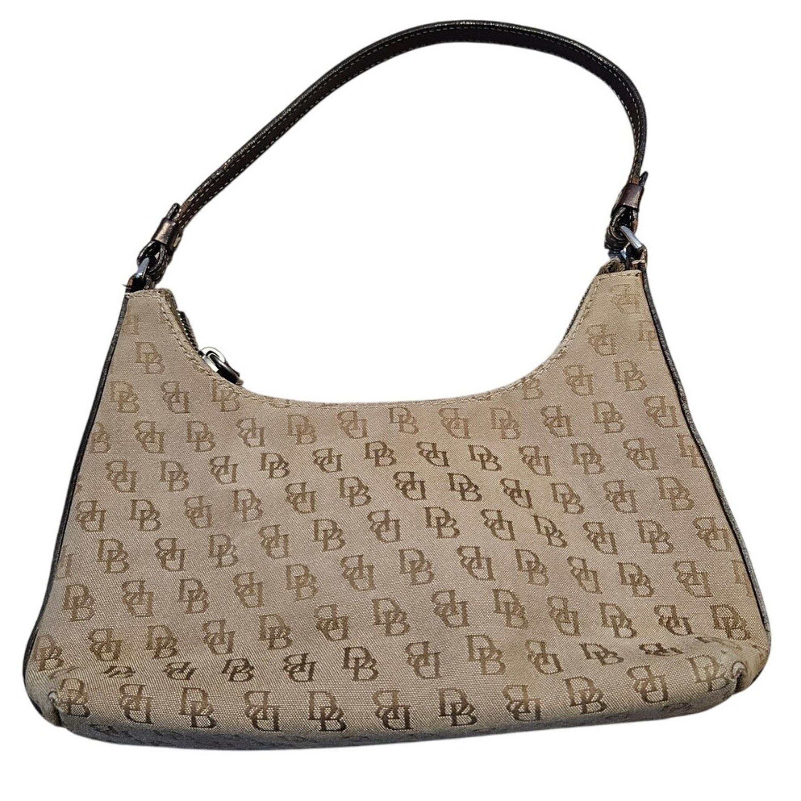 Vintage Dooney & Bourke Brown Signature Print Shoulder Bag Purse Y2K 2000s Basic