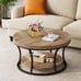 Round Coffee Table for Living Room, 2-Tier Circle Coffee Table with Storage
