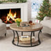 Round Coffee Table for Living Room, 2-Tier Circle Coffee Table with Storage