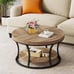 Round Coffee Table for Living Room, 2-Tier Circle Coffee Table with Storage