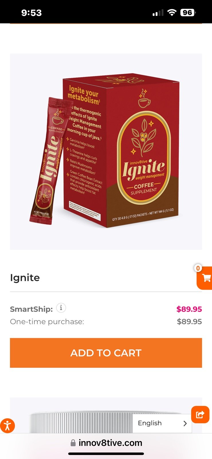 Ignite coffee (26 ) sticks left