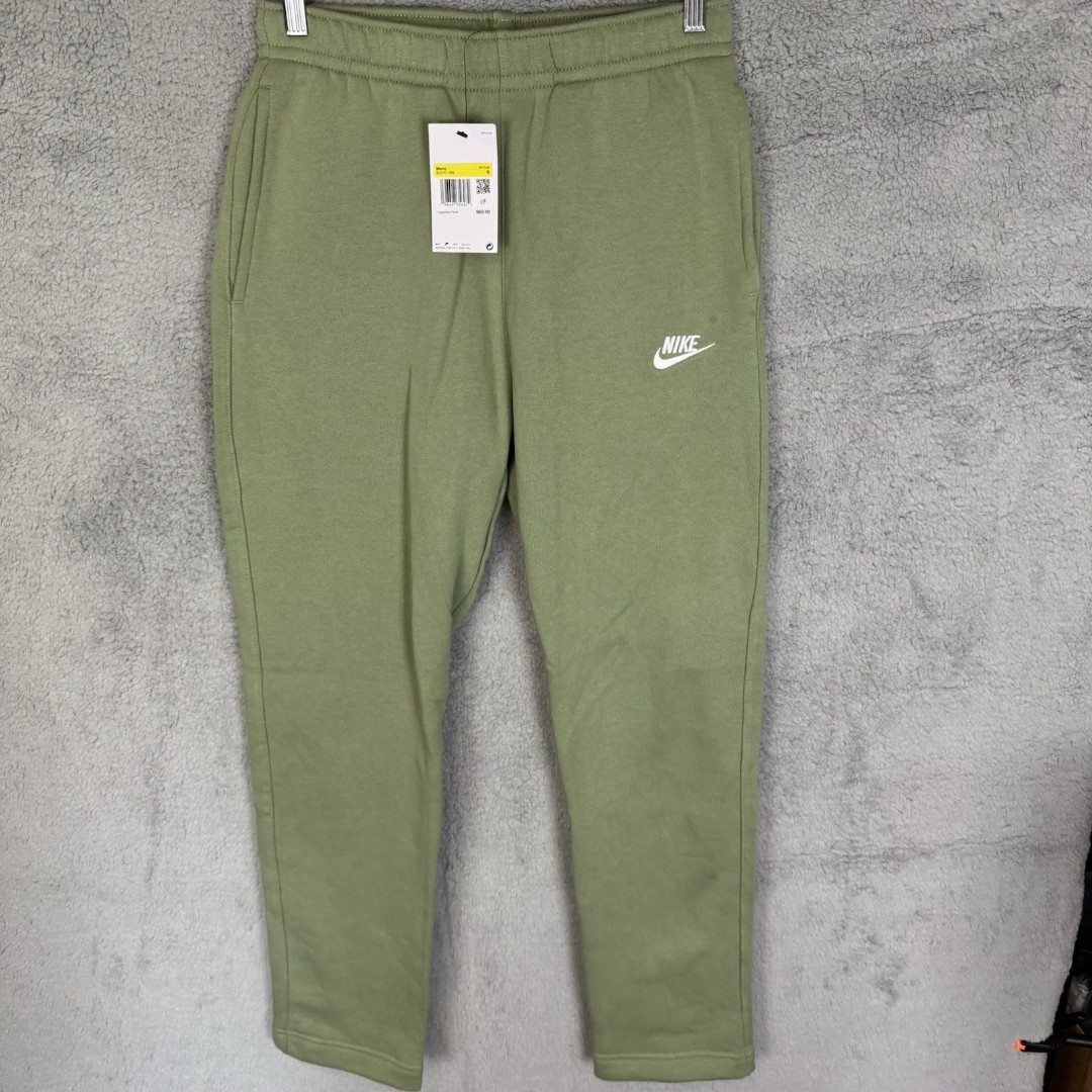 Nike Pants Mens S Green Club Fleece Straight Leg Logo Swoosh Sweatpants NWT