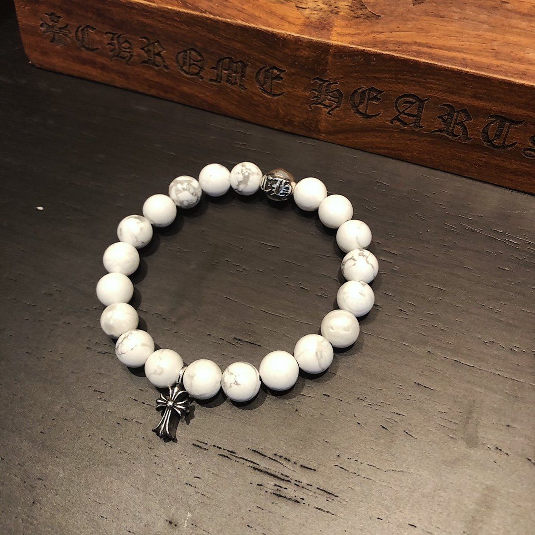 Crow's Heart Tridacna Silver Bead Bracelet